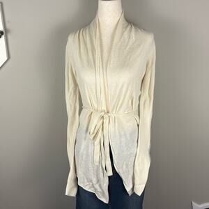 Express Cream Tie Cardigan 2000s Y2K Vintage Women's Small Feminine Romantic